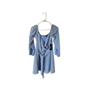 Lulus Light Blue Off The Shoulder Draped Waist Tie Mini Dress New With Tags